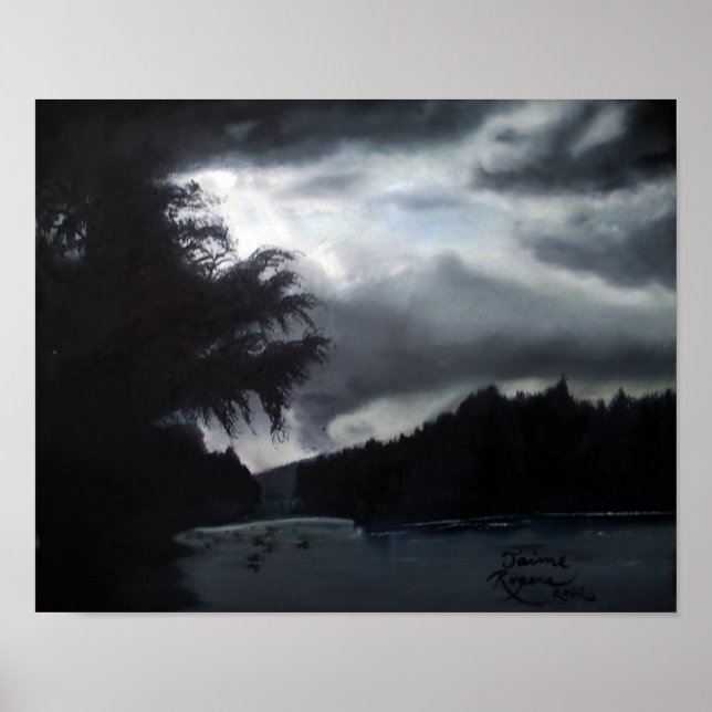 Póster "tempestade no lago" 16x20 tela impressa (Frente)