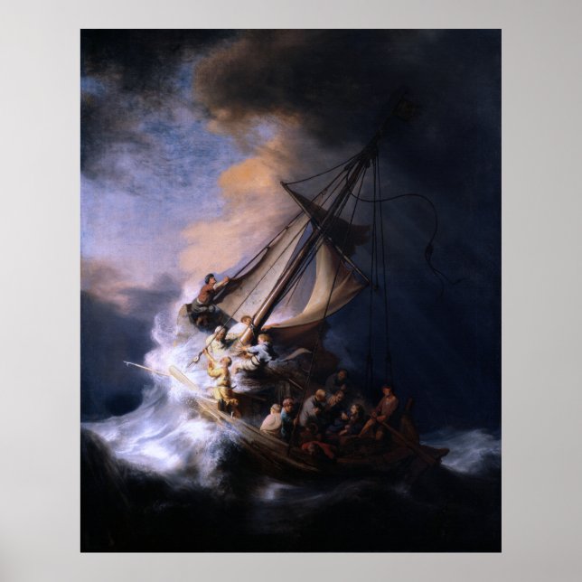 Poster Tempestade no mar da Galileia por Rembrandt van Ri (Frente)