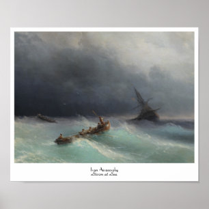 Póster Tempestade no mar Ivan Aivasovsky paisagem marítim