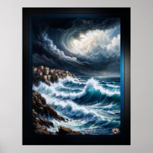 Poster Tempestade por uma Arte IA costeira mediterrânica