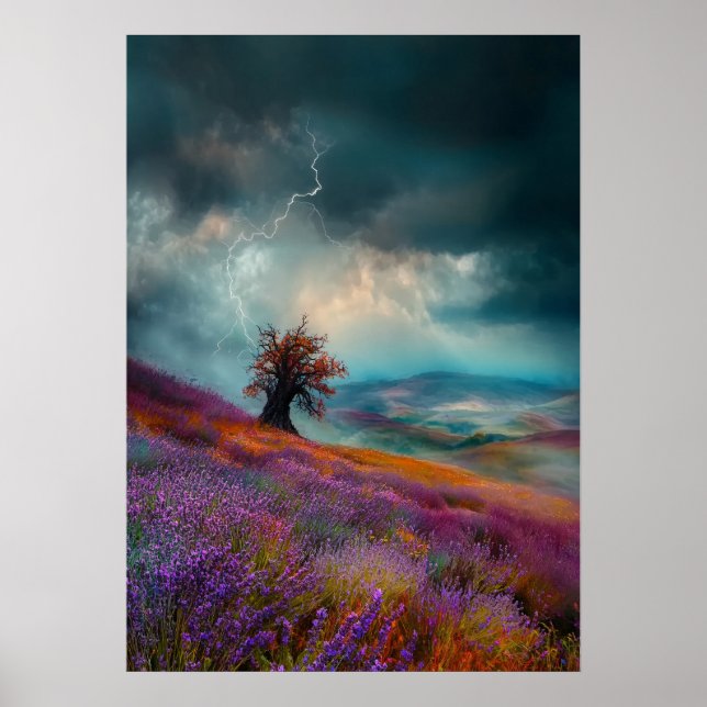 Poster Tempestade Sobre Campos de Lavanda - Dramática  (Frente)