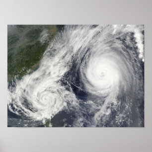Poster Tempestade tropical Parma e tufão super Melor