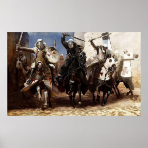 Póster Templários cavalgam ataque