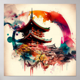 Poster Temple Coloré Japon