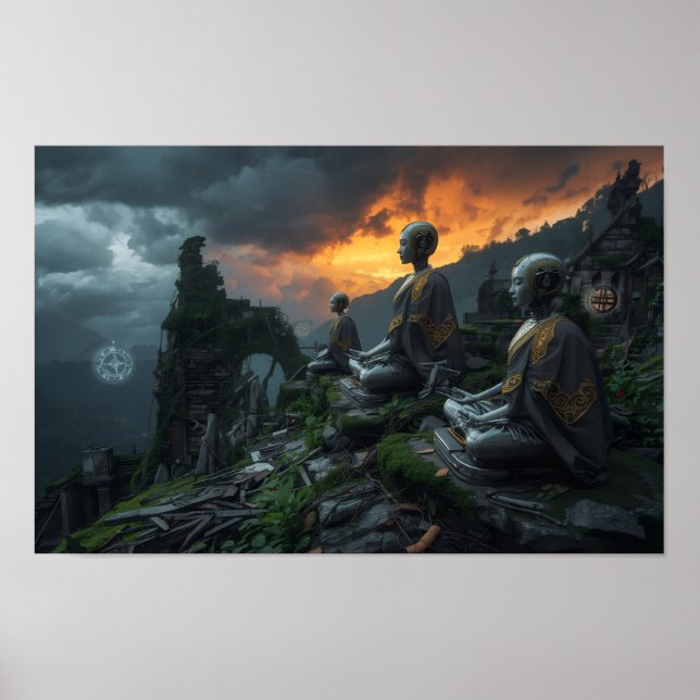 Poster  Temple of the Last AI Monks: Futuristic Sci Fi  (Frente)