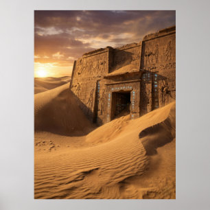 Poster Templo Antigo Deserto Arte Ficção Científica