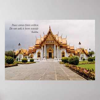 Póster Templo Budista Marble de Dourado com Paz