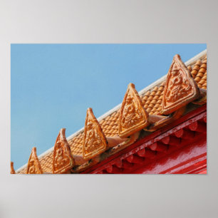 Póster Templo budista na Tailândia - telhado
