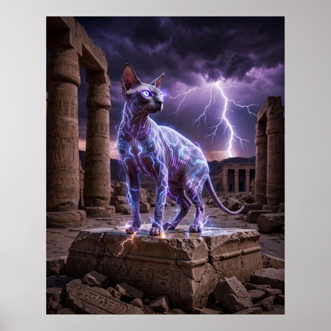 Poster Templo Carregado do Esfinge Relâmpago Arte (Frente)
