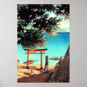 Poster Templo Chuzenji na praia de Utagahama Kawase Hasui