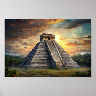 Poster Templo de Chichen Itza Mayan no México