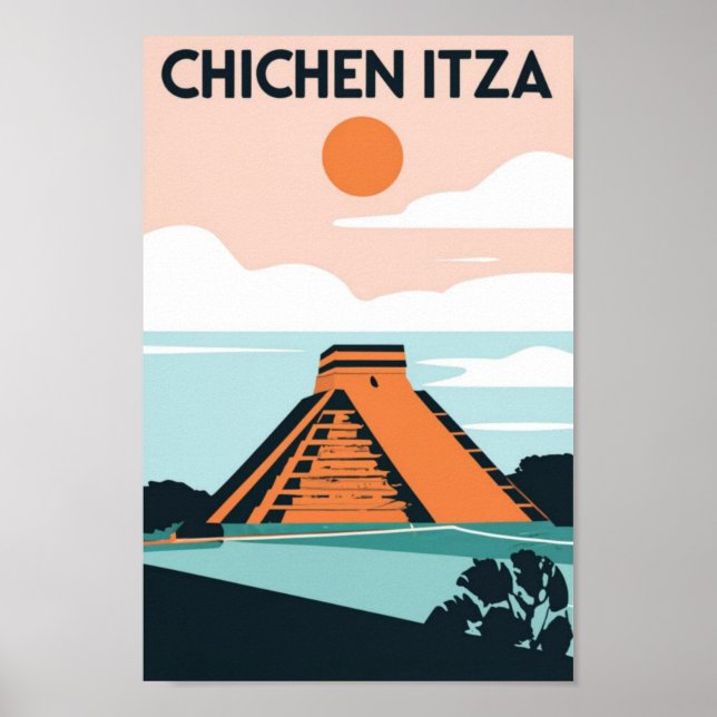 Poster Templo de Chichen Itza Mayan, Viagem no México (Frente)