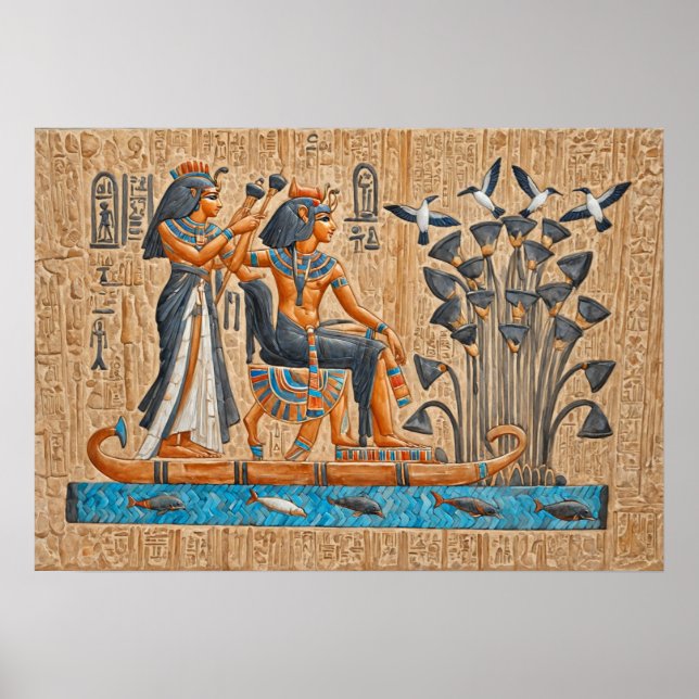 Poster Templo de Hatshepsut, Barcos Faraônicos (Frente)