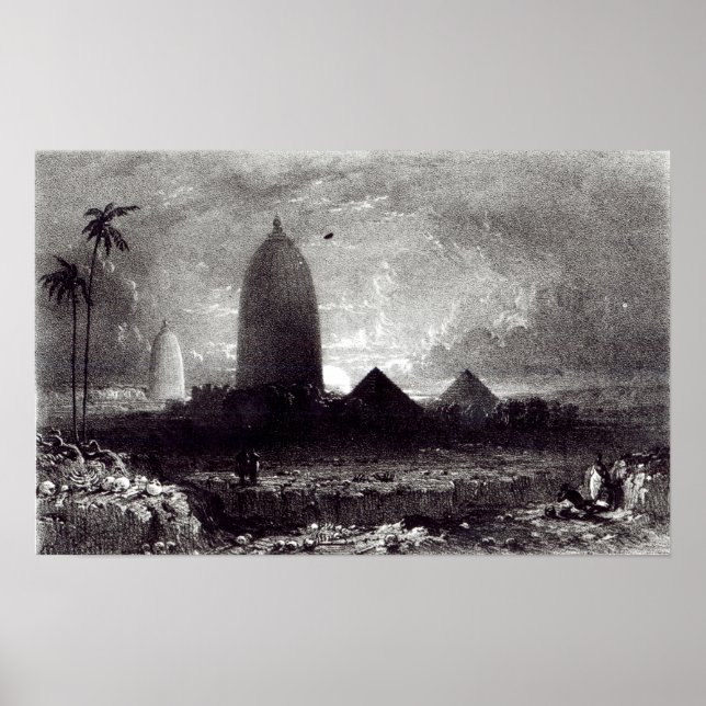 Póster Templo de Jagannath, gravado por A. Picken, 1837 (Frente)