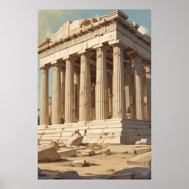 Poster Templo de Partenon da Grécia de Atenas viagens vin (Frente)