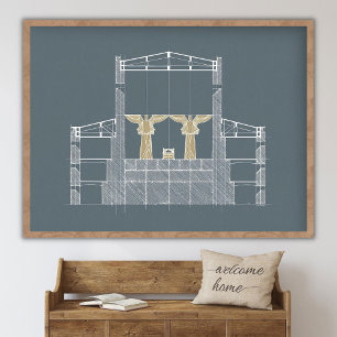 Poster Templo de Salomão Azul, Santo dos Santos, Monte Si