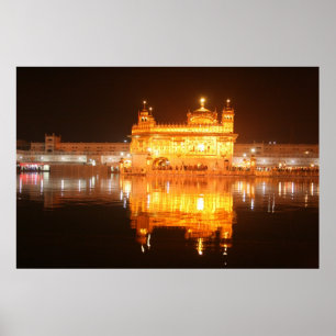 Poster Templo dourado Amritsar India norte na noite