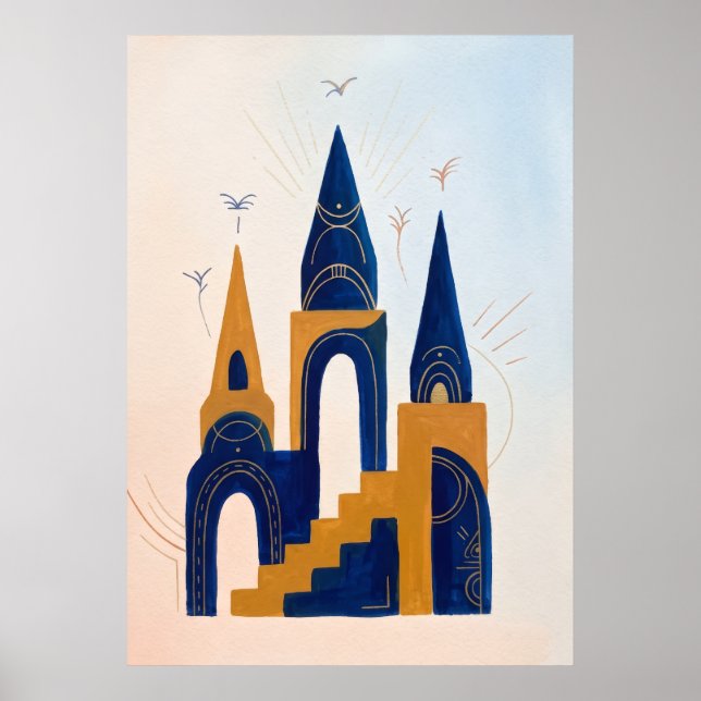 Poster Templo Dourado Ascensão Arte Espiritual de Parede (Frente)