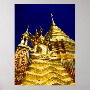 Poster Templo dourado - Chiang Mai - Tailândia