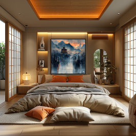 Póster Templo en las Montañas: Impresionista y Realista