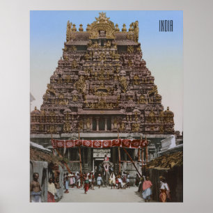 Poster Templo Hinduista em Madurai, Índia (1890)