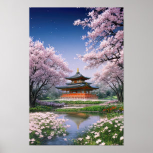 Poster Templo Japonês em um Jardim