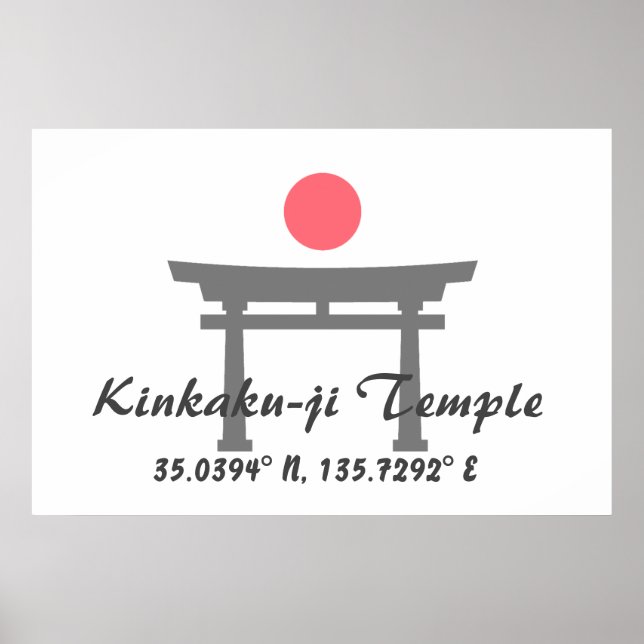 Poster Templo Kinkaku-ji Latitude Longitude (Frente)