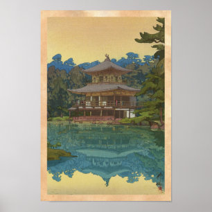 Póster Templo Kinkakuji Yoshida Hiroshi shin hanga arte