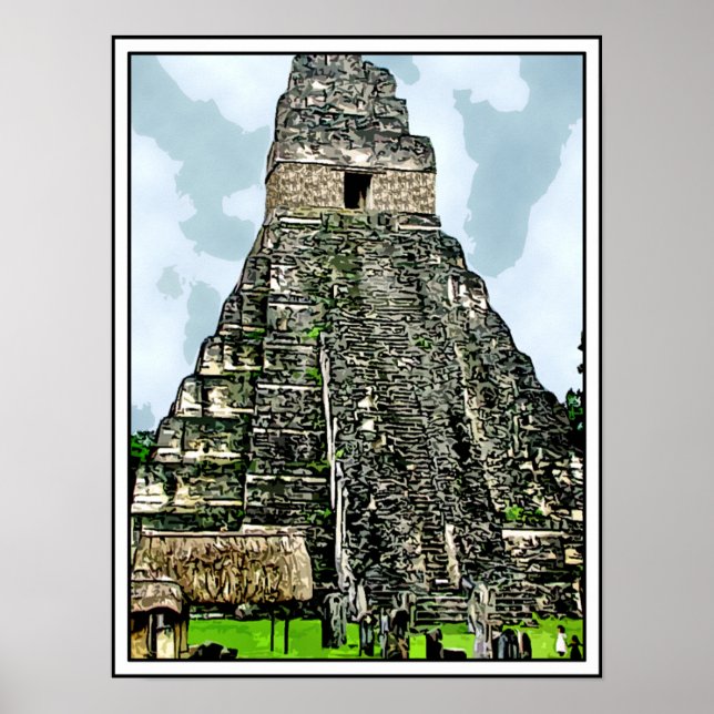 Póster Templo maia em Tikal, Guatemala (Frente)