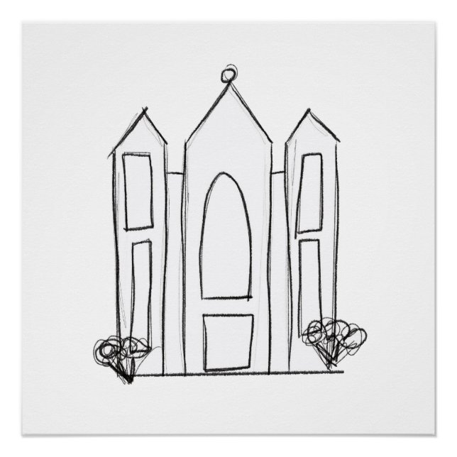 Póster Templo Mórmon de Salt Lake City simples moderno  (Frente)