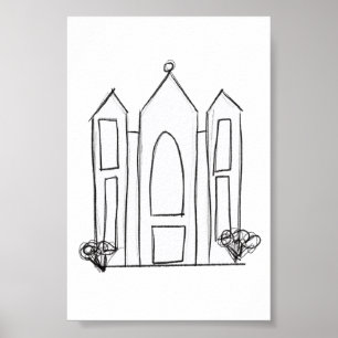 Poster Templo Mórmon de Salt Lake City simples moderno