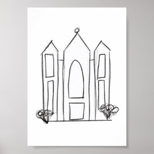 Poster Templo Mórmon de Salt Lake City simples moderno