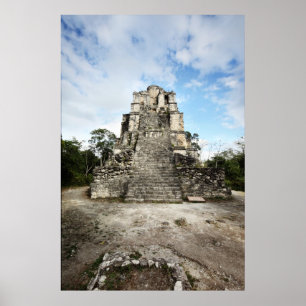 Póster Templo no local archeological de Muyil. EL