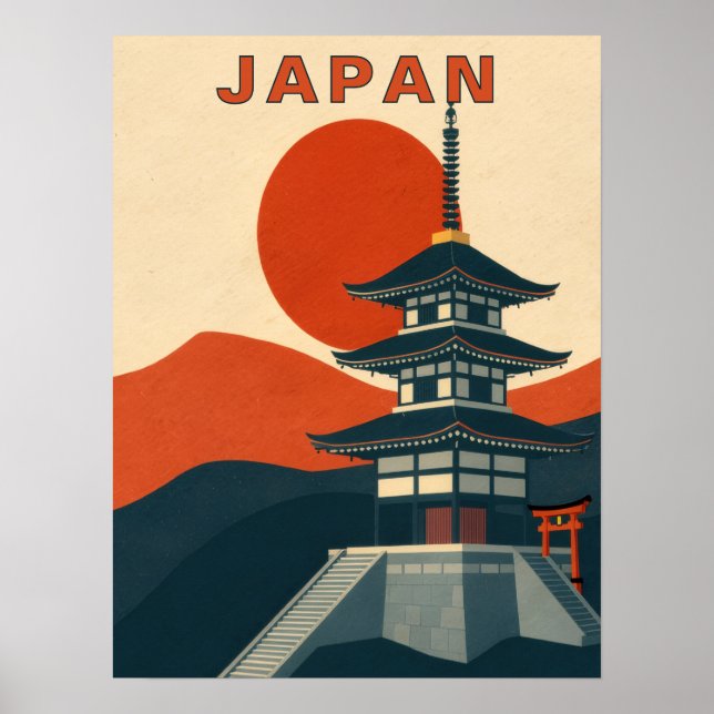 Poster Templo Pagode Japão Viagem Arte (Frente)