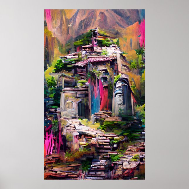 Poster Templo - Pintura Colorida de Abstrato (Frente)