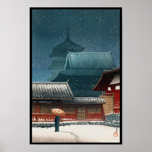 Poster Templo Tennô-ji em Osaka hasui kawase shin hanga