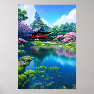 Poster Templo Tradicional pelo lago