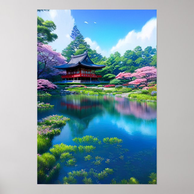 Poster Templo Tradicional pelo lago (Frente)