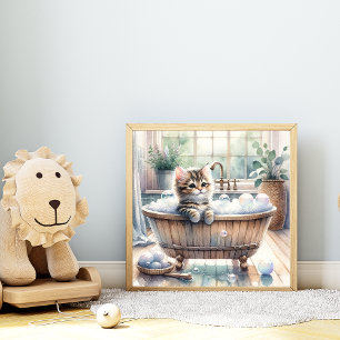 Poster Tempo de Banho de Gatinho Bastante Bonito