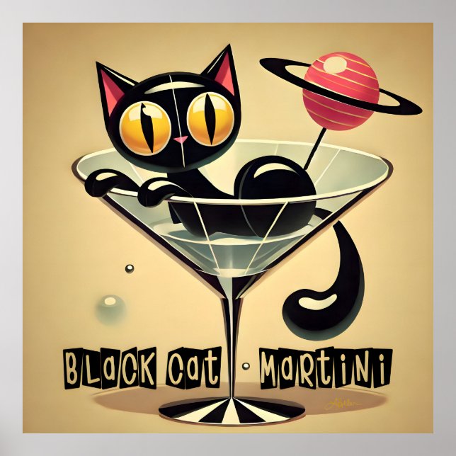 Poster Tempo de Futuro Atômico, Black Cat Martini (Frente)