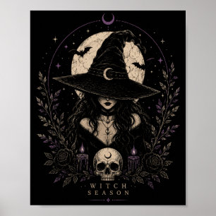 Poster Temporada de Bruxas Estética Gótica de Halloween L