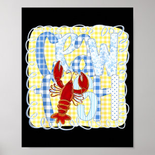 Poster Temporada de Lagostim Preppy Divertida Homens Frut