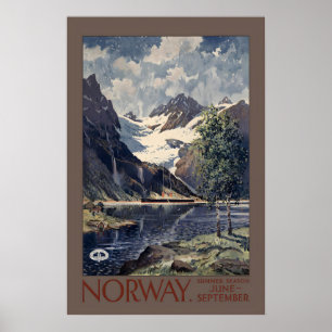 Poster Temporada de Verão na Noruega Junho Setembro Viage
