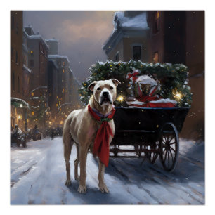 Póster Temporada Festiva de Natal do American Staffordshi