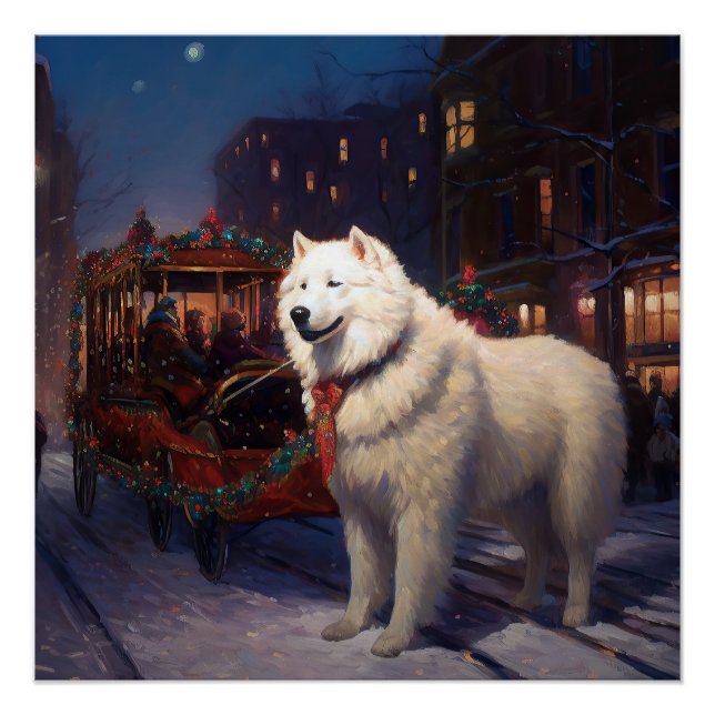 Póster Temporada Festiva de Natal Samoyed (Frente)