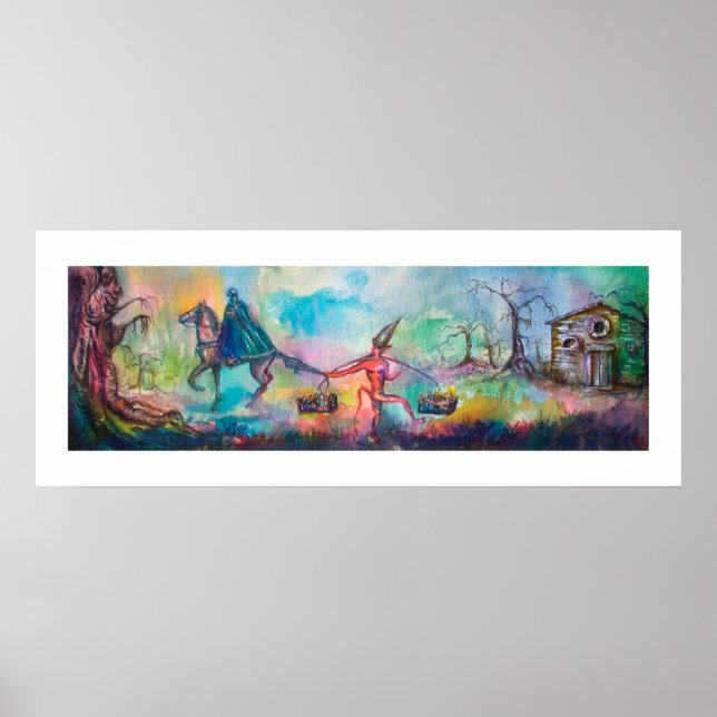 Poster TEMPTAÇÃO Cavaleiro escuro e tesouro do diabo, azu (Frente)