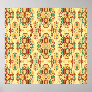 Poster Tendência da Vintagem Étnica: Azulejo Boêmia Sem C