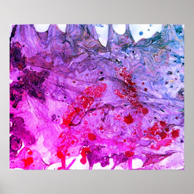 Poster Tendência de Abstrato de Arte Vermelha Azul Roxo R (Frente)