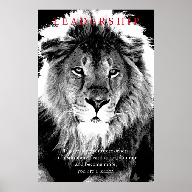 Poster Tendência de Liderança Motivacional Lion Art (Frente)