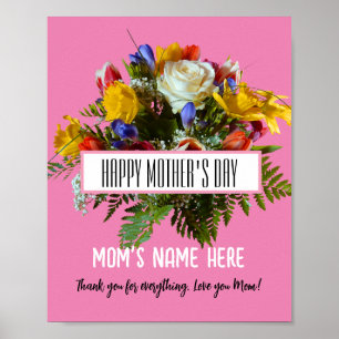 POSTER TENDÊNCIA FLORAL FELIZ DIA DAS MÃES